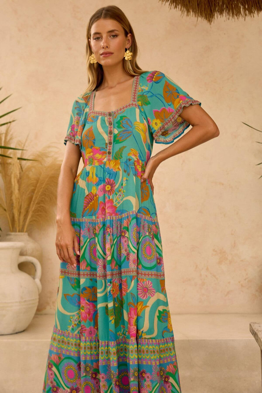 Nine Lives Bazaar - Harmony Midi Dress - Summer Sky