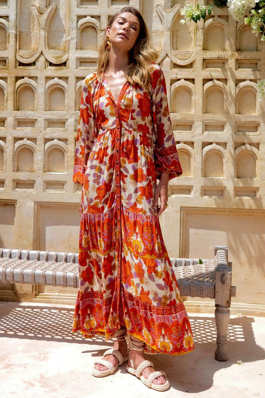 Nine Lives Bazaar - Solstice Maxi Dress - Crimson Rose