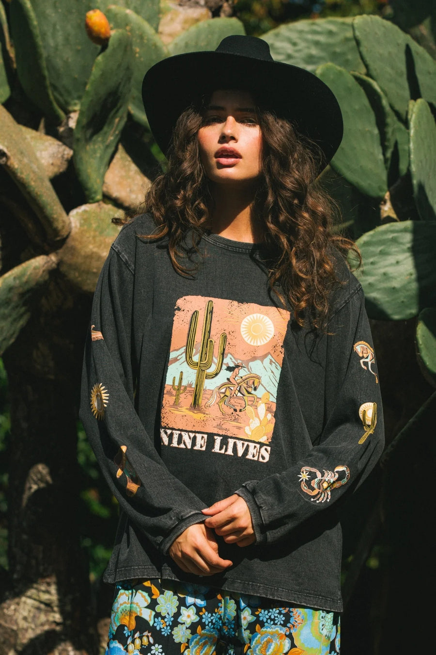 Nine Lives Bazaar - Rambler Longsleeve Tee - Stonewash