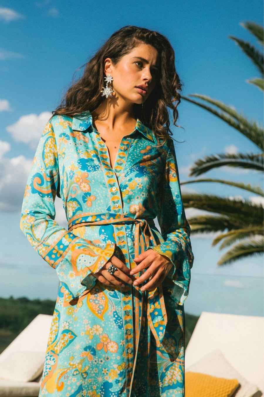 Nine Lives Bazaar - Pearl Midi Dress - Aquamarine