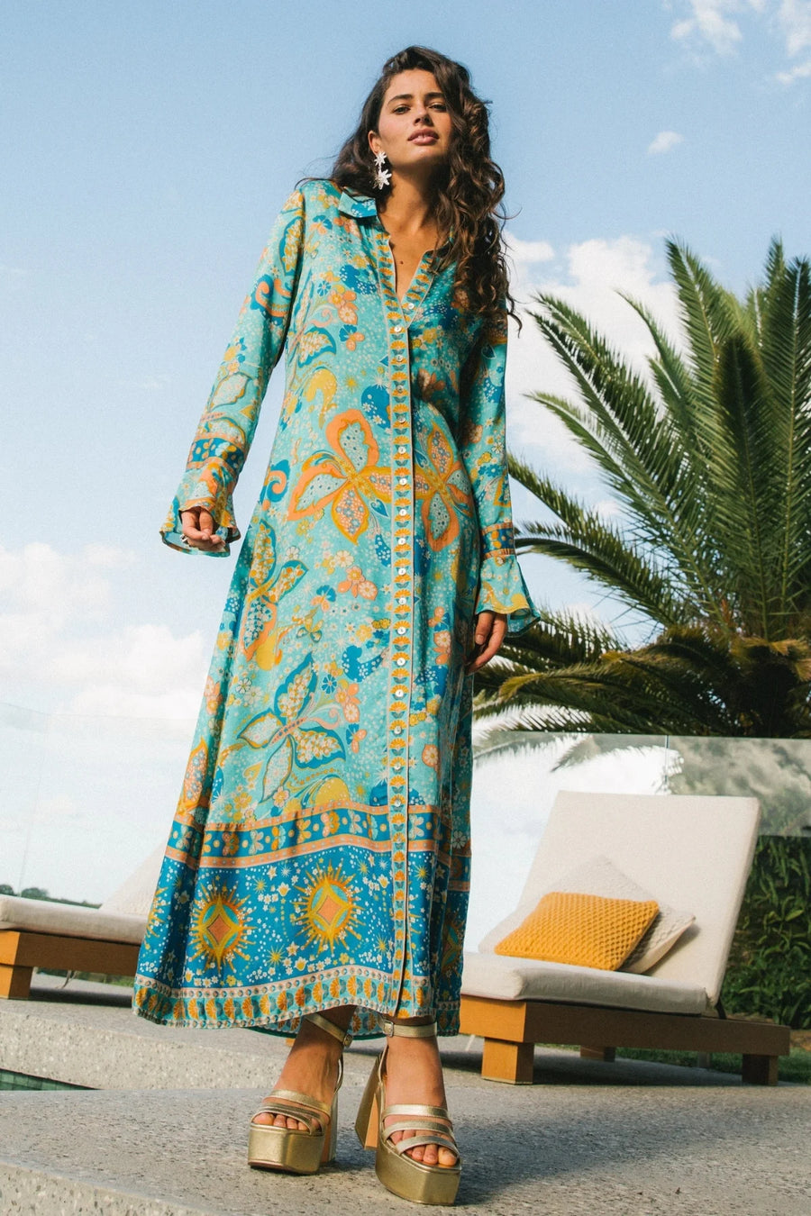 Nine Lives Bazaar - Pearl Midi Dress - Aquamarine