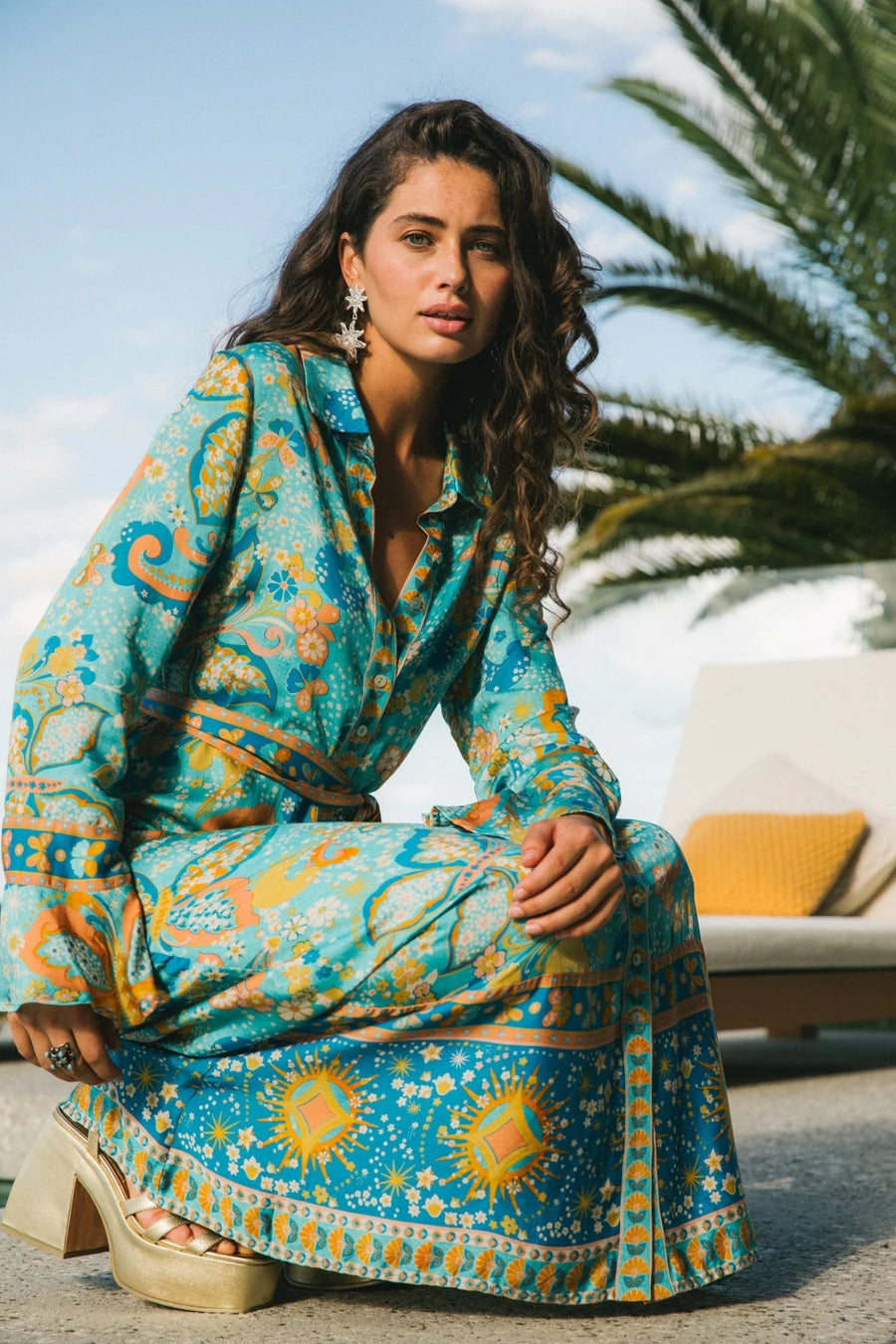 Nine Lives Bazaar - Pearl Midi Dress - Aquamarine