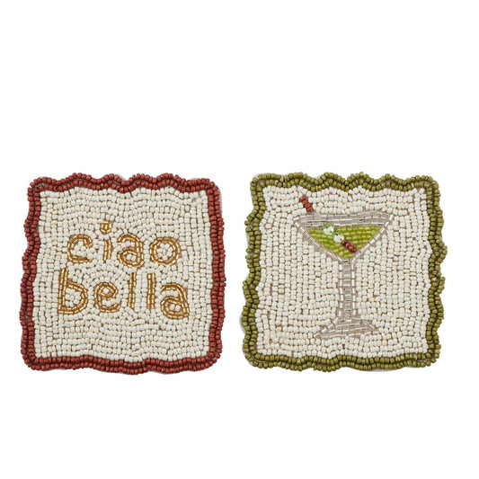 CTC - Ciao Martini Beaded Coaster - 2 Assort