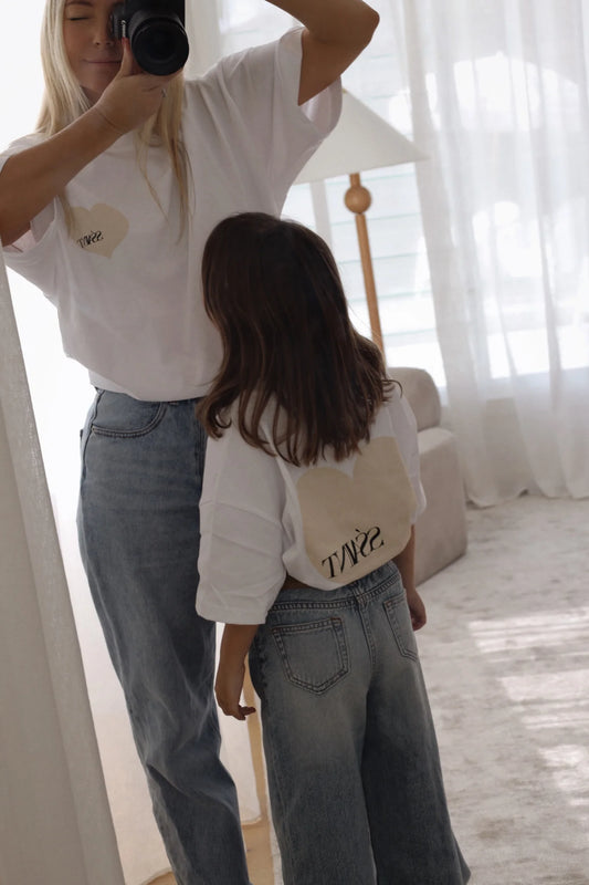 Ssaint Apparel - Heart Tee - Cream on White - Kids