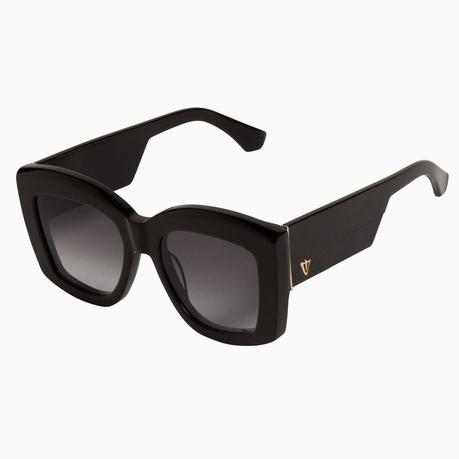 Valley Eyewear - Coltrane - Gloss Black w. Gold Metal Trim / Black Gradient Lens