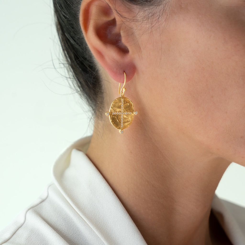 Rubyteva Design - Cubic Zirconia Cross Earrings