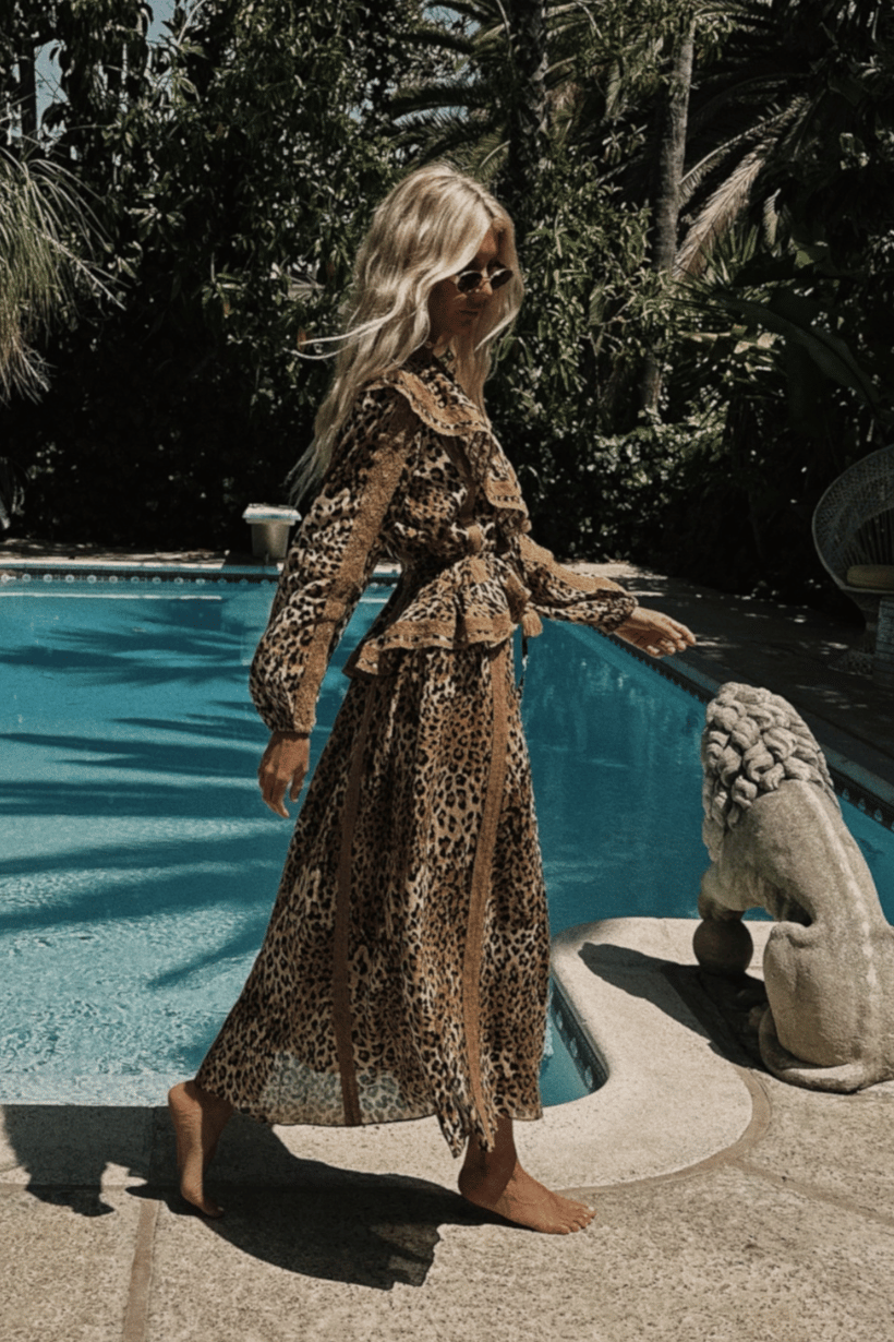 Spell - Samantha Lace Gown - Vintage Leopard