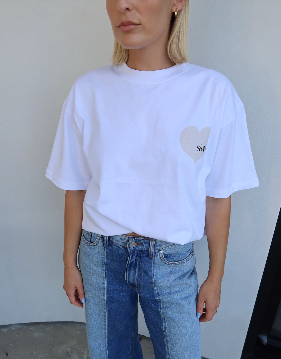 SSAINT Apparel - Heart Tee - Cream on White