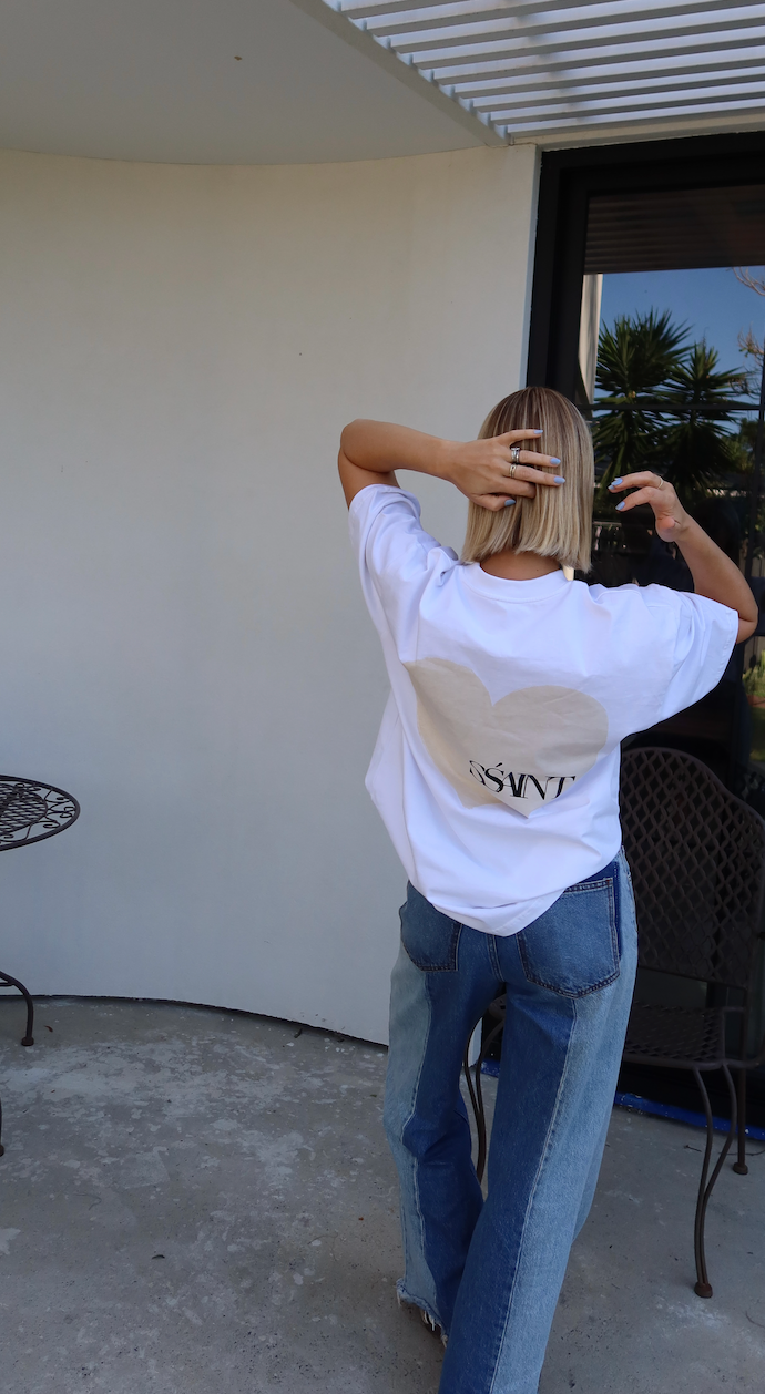 SSAINT Apparel - Heart Tee - Cream on White