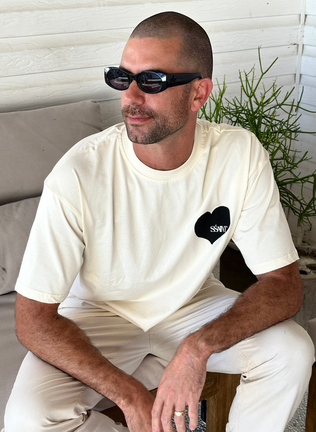 SSAINT Apparel - Heart Tee - Black on Cream