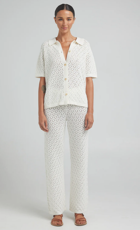 Poolside Paradiso - Mimosa Knit Shirt - Gardenia
