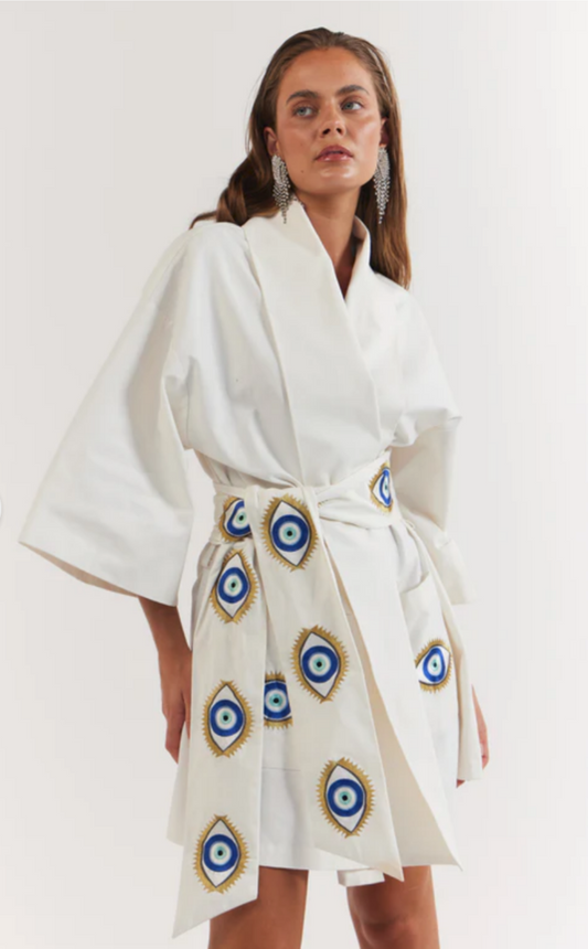 La Boheme Girls - Nirvana Robe Dress - White Evil Eye