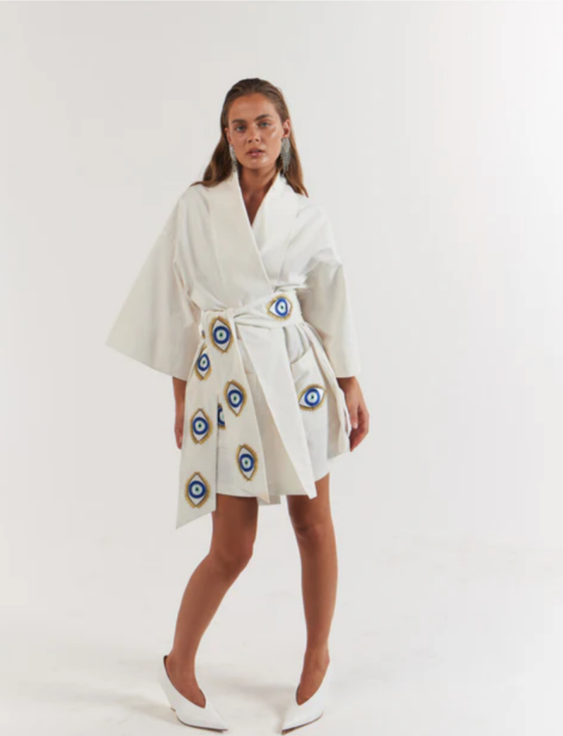 La Boheme Girls - Nirvana Robe Dress - White Evil Eye