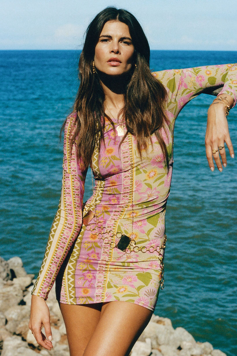 Spell - Goldie Shimmer Mini Dress - Desert Rose