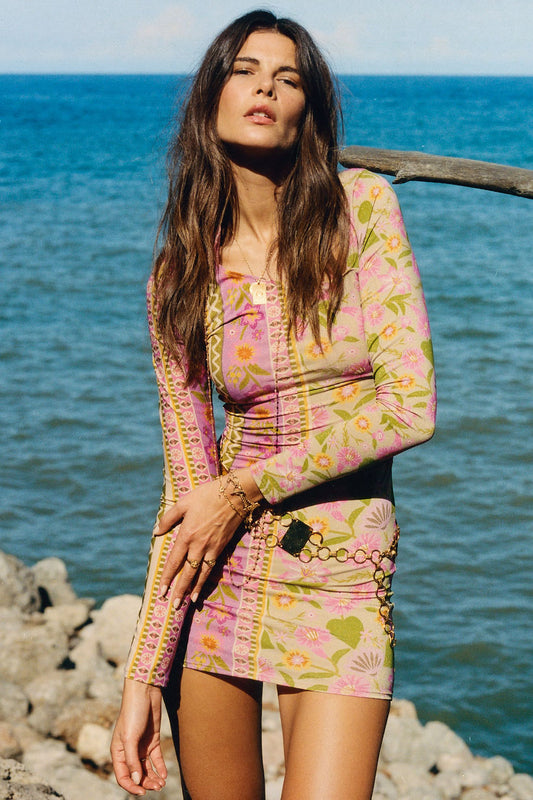 Spell - Goldie Shimmer Mini Dress - Desert Rose