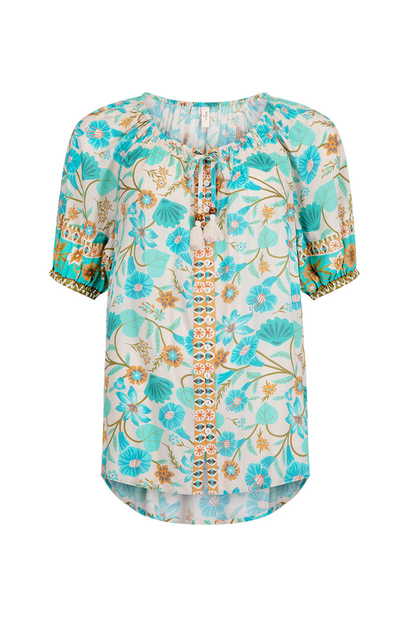 Spell - Goldie Short Sleeve Blouse - Lagoon