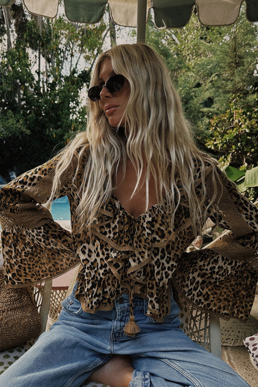 Spell - Samantha Lace Frill Blouse - Vintage Leopard