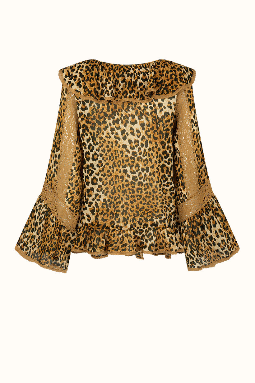 Spell - Samantha Lace Frill Blouse - Vintage Leopard