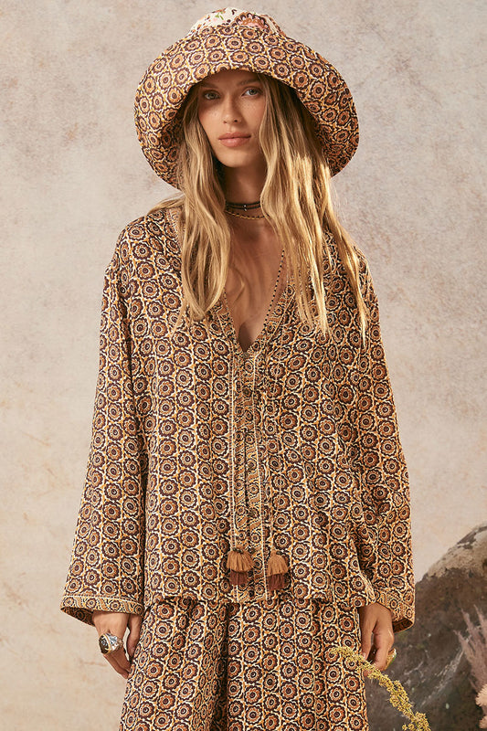 Spell - Sannah Tie Blouse - Golden Ochre