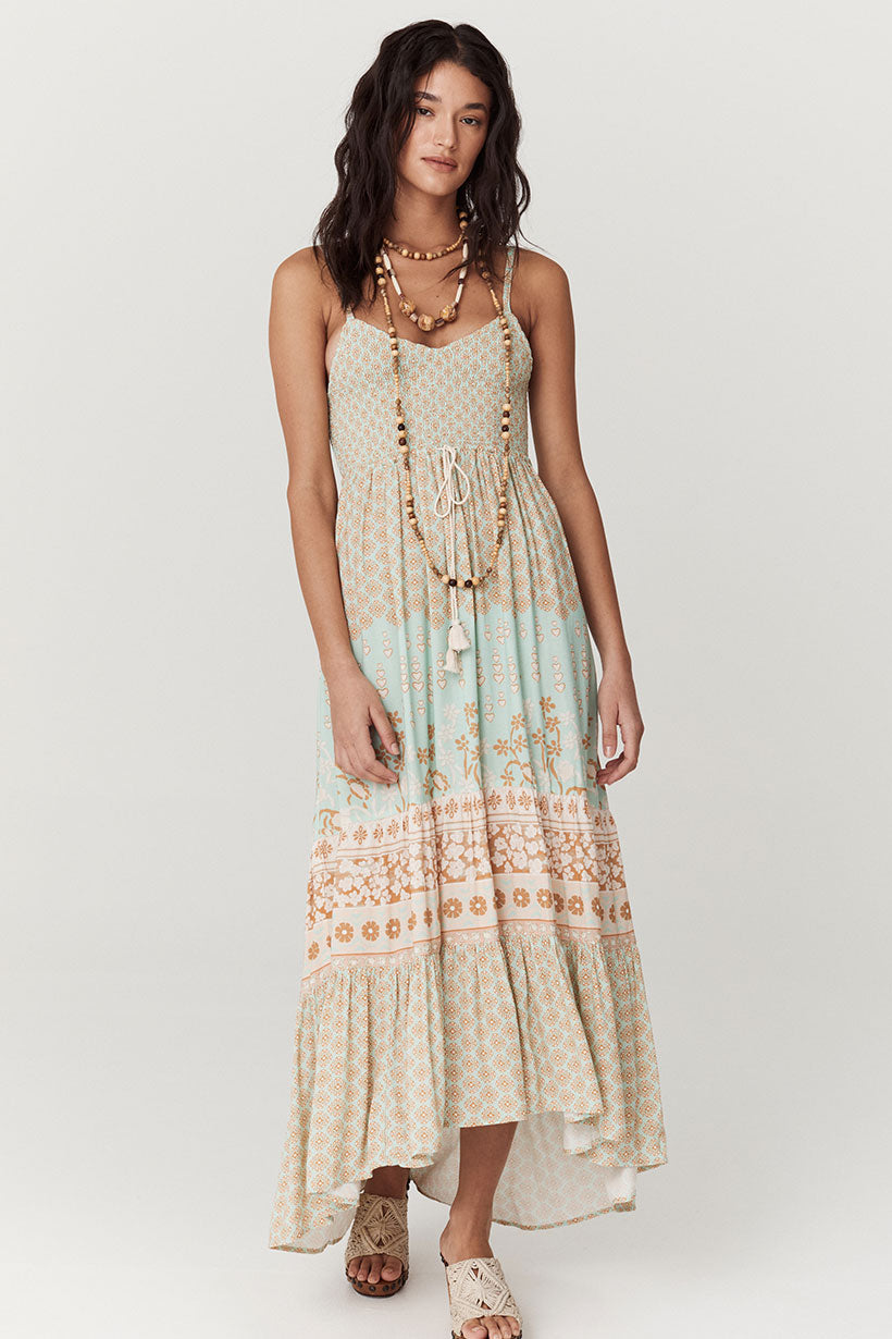 Spell - Sweet Nothings Shirred Strappy Dress - Peppermint