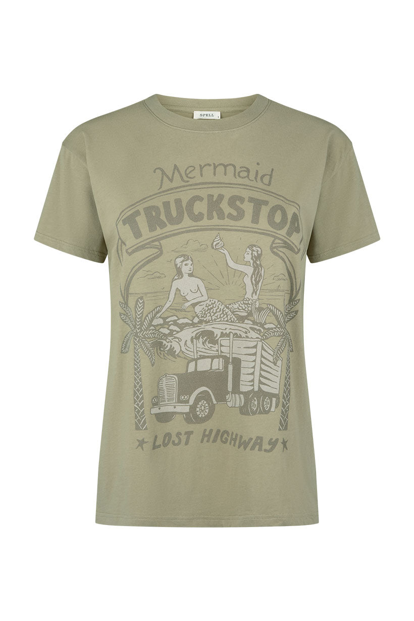 Spell - Mermaid Truckstop Biker Tee - Khaki
