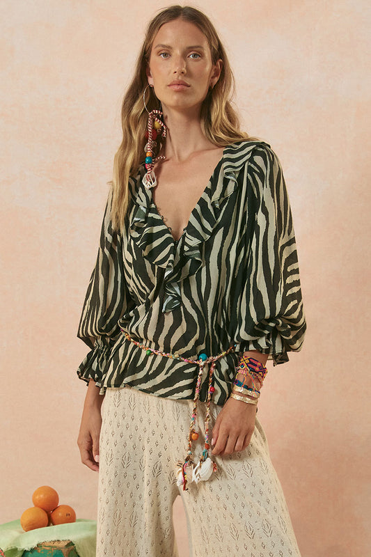 Spell - Zevra Blouse - Washed Charcoal