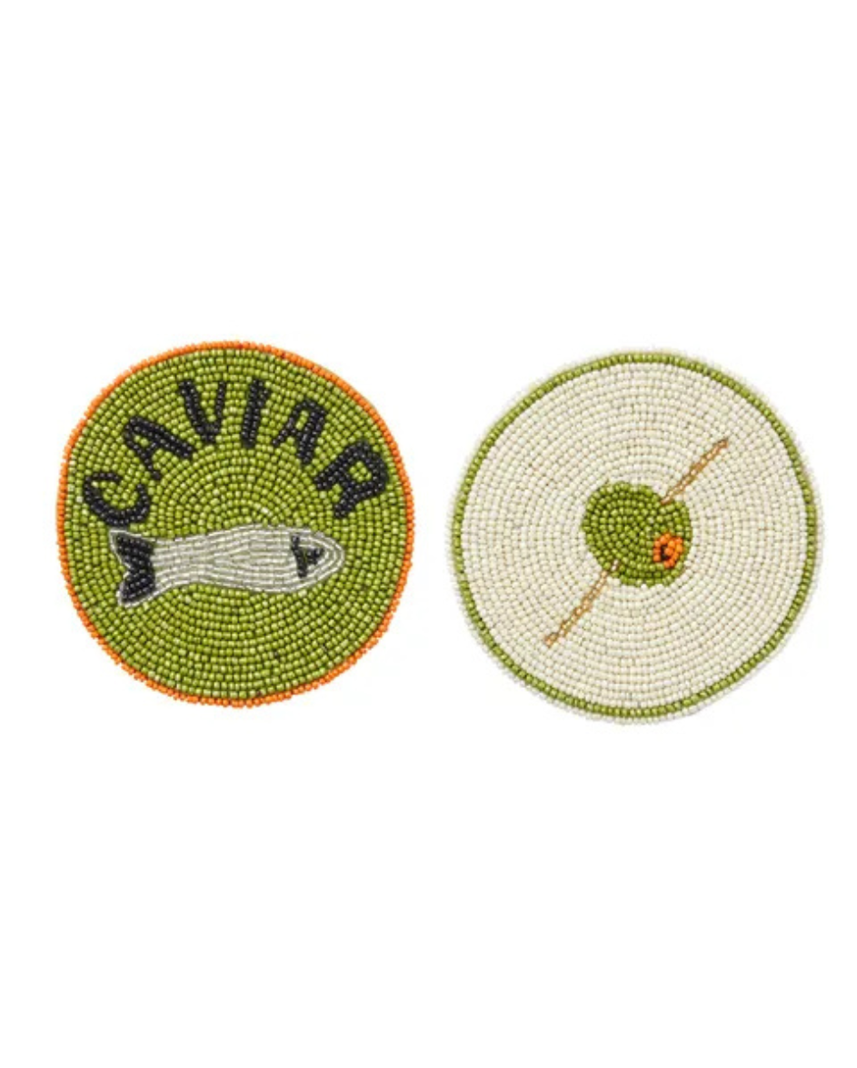 CTC - Cavier & Olive - Beaded Coaster - 2 Assort
