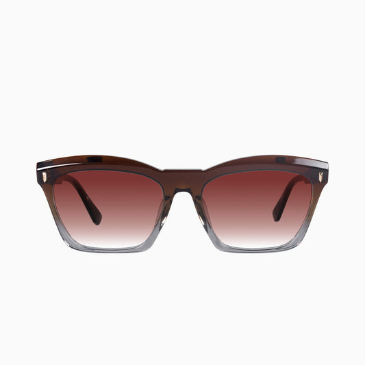 Valley Eyewear - Royale - Transparent Chocolate Fade to Crystal w. Gold Metal / Dark Orange Gradient Lens