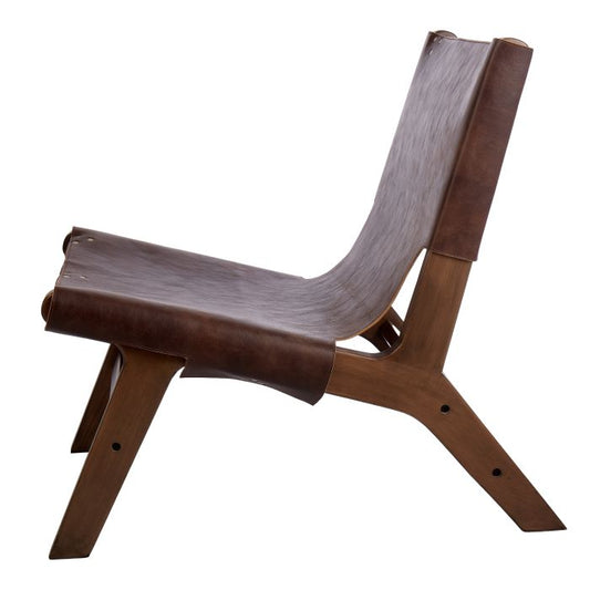 Brown Leather Chair - Walnut