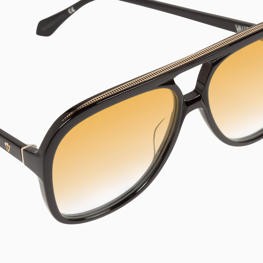 Valley Eyewear - Bang - Gloss Black w. Gold Metal / Orange Gradient Lens
