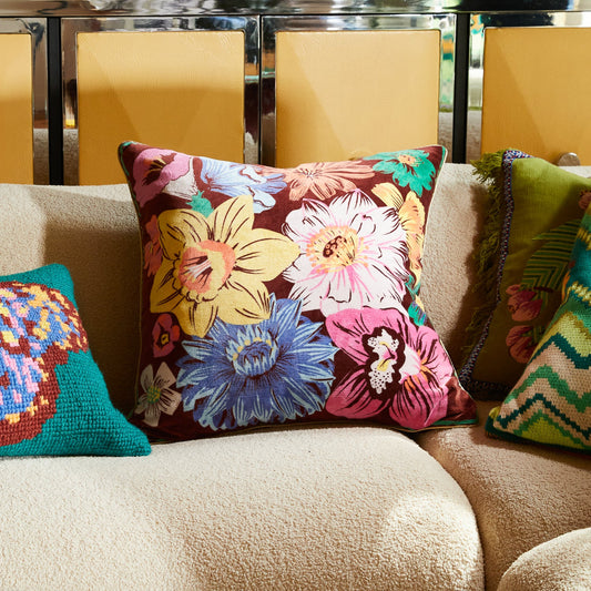 Sage X Clare - Ines Velvet Cushion - Burnt Sienna