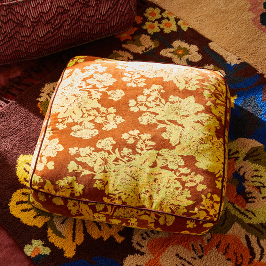 Sage X Clare - Hazel Velvet Floor Cushion - Russet