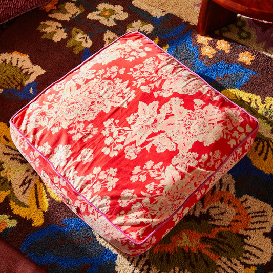 Sage X Clare - Hazel Velvet Floor Cushion - Vermillion