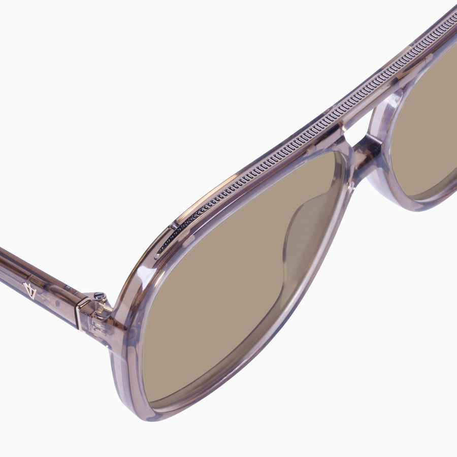 Valley Eyewear - Bang - Transparent Mocha w. Rose Gold Metal Trim / Light Brown Lens