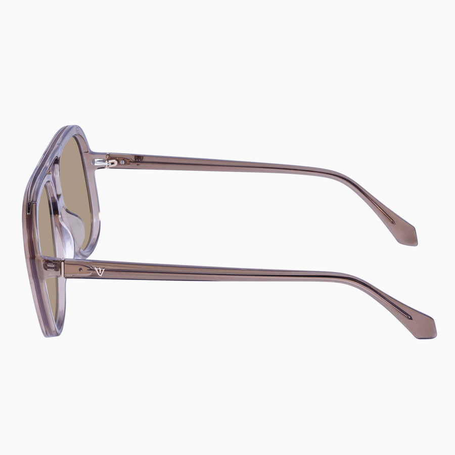 Valley Eyewear - Bang - Transparent Mocha w. Rose Gold Metal Trim / Light Brown Lens