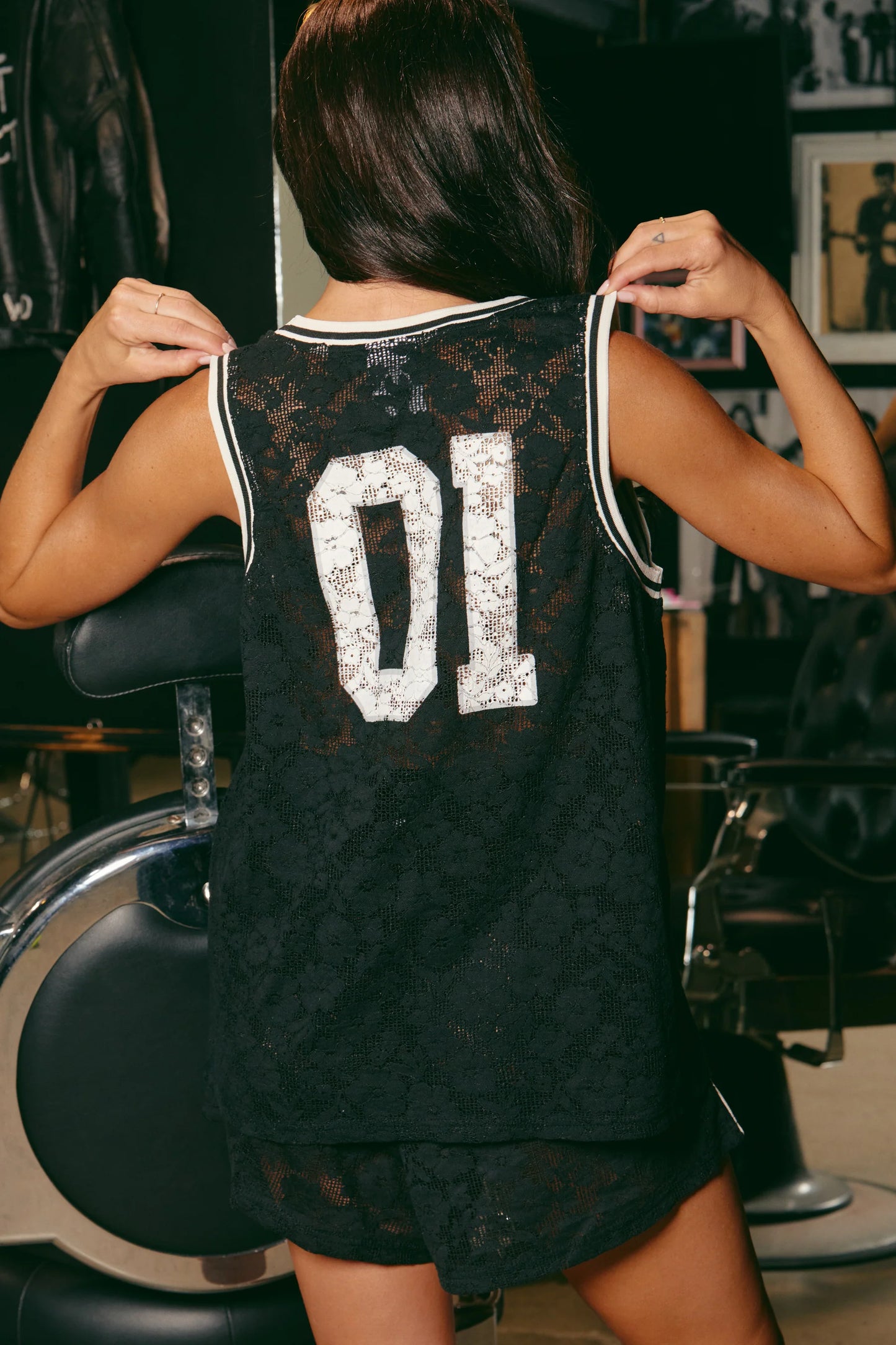 Sabbi - The Be Youtiful Lace Basketball Singlet - Black