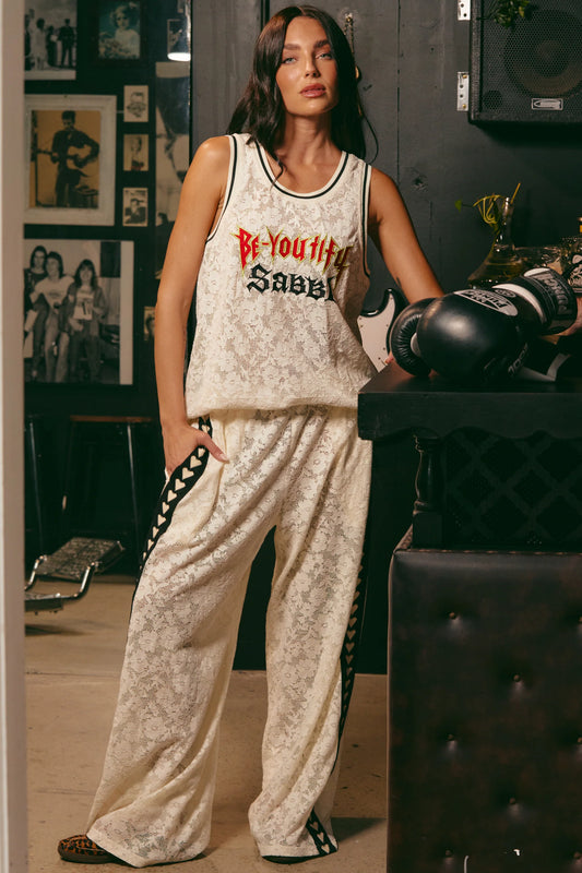 Sabbi - The Raving Hearts Lace Pant - Cream