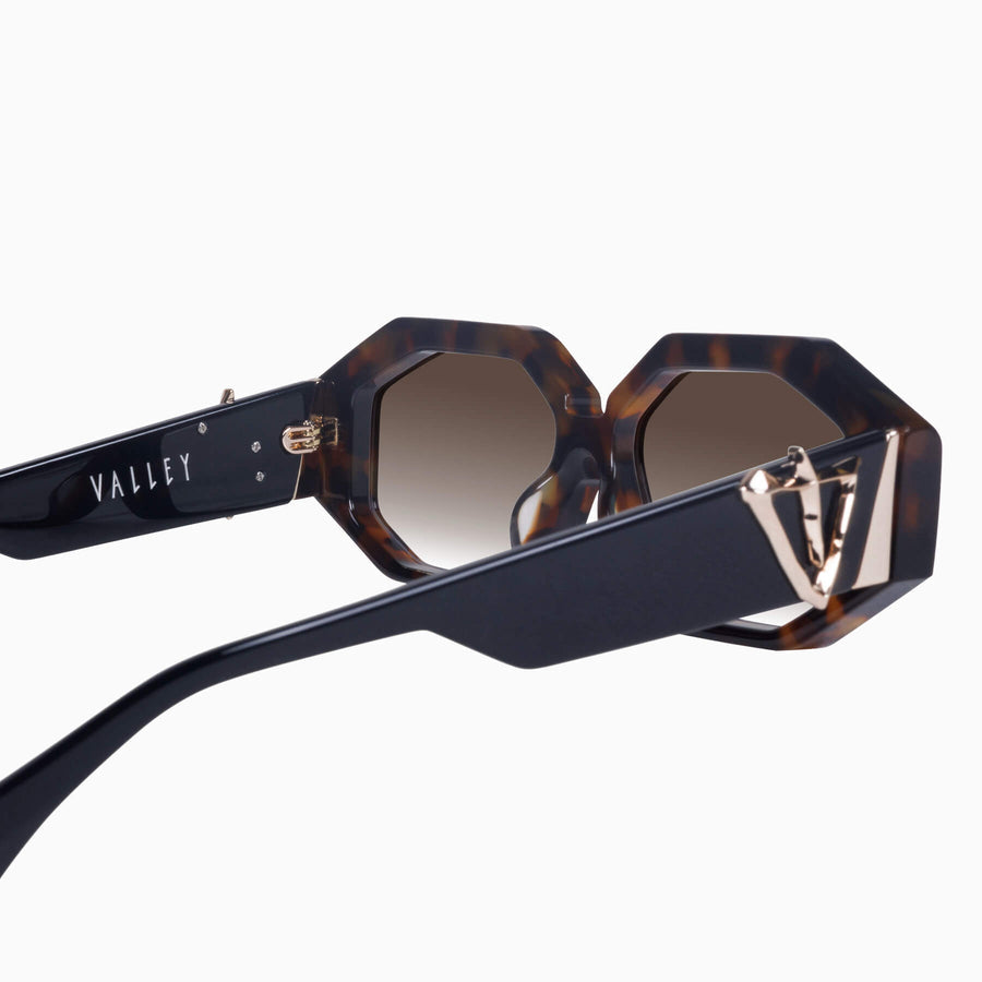 Valley Eyewear - Genesis - Dark Amber Tort, Black Temple w. Gold Metal / Brown Gradient Lens