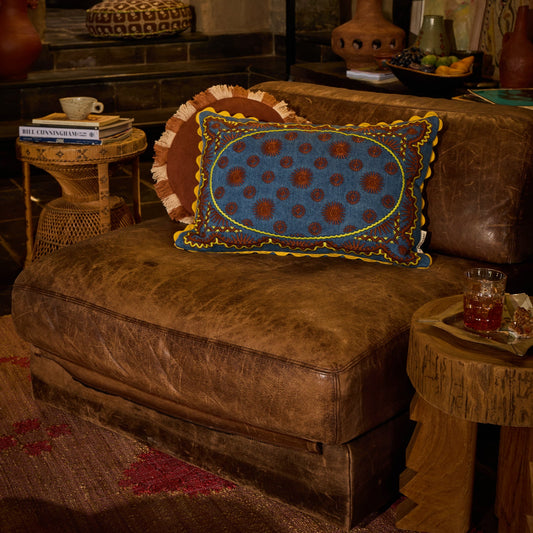 Sage X Clare - Anneliese Reversible Denim Cushion - Peridot