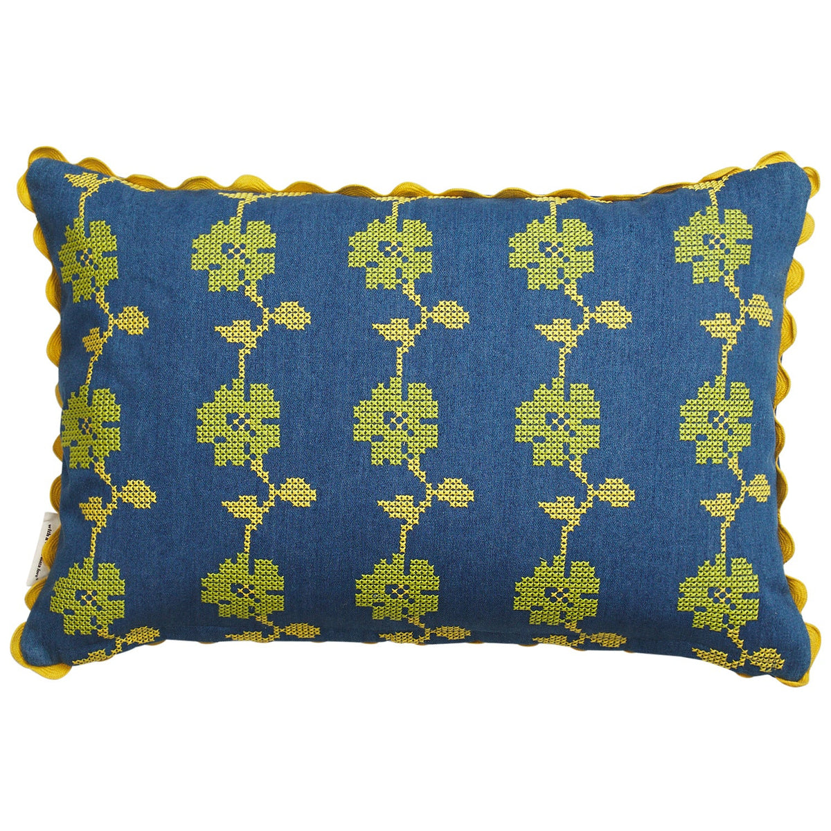 Sage X Clare - Anneliese Reversible Denim Cushion - Peridot