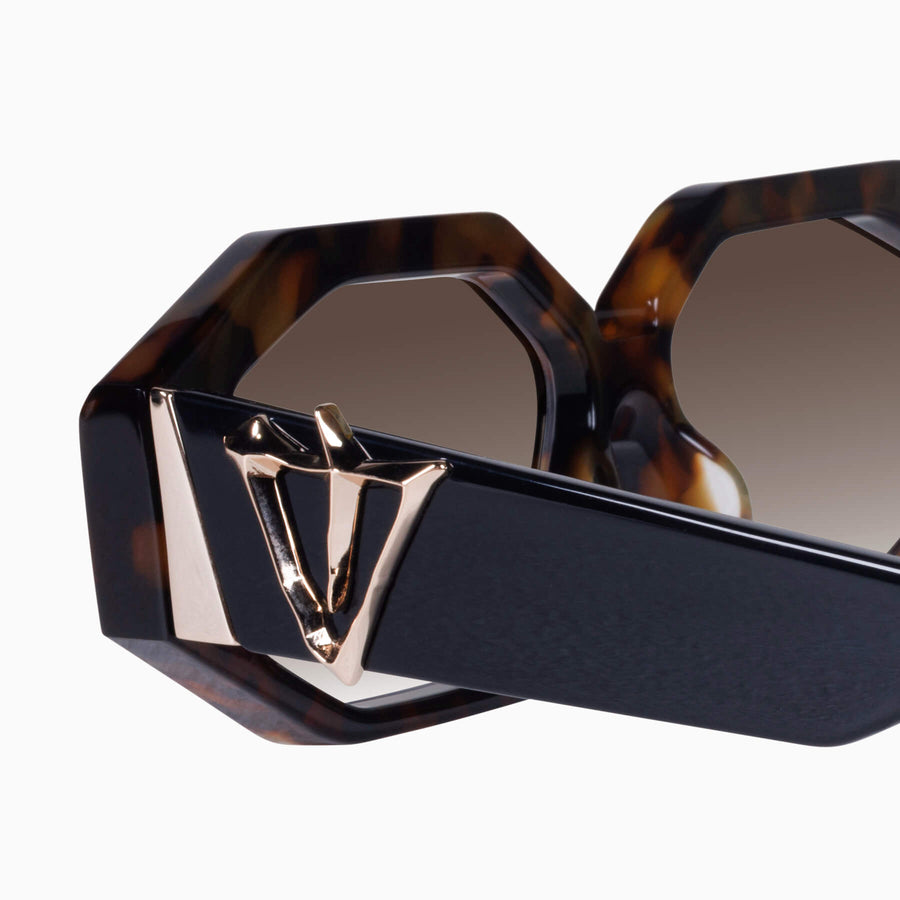 Valley Eyewear - Genesis - Dark Amber Tort, Black Temple w. Gold Metal / Brown Gradient Lens