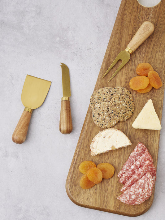 Davis & Waddell - Acacia Brass 3pc Cheese Knives