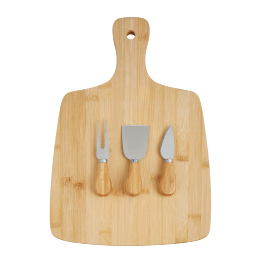 Bamboo Cheese Paddle with Knife Set x 3pce