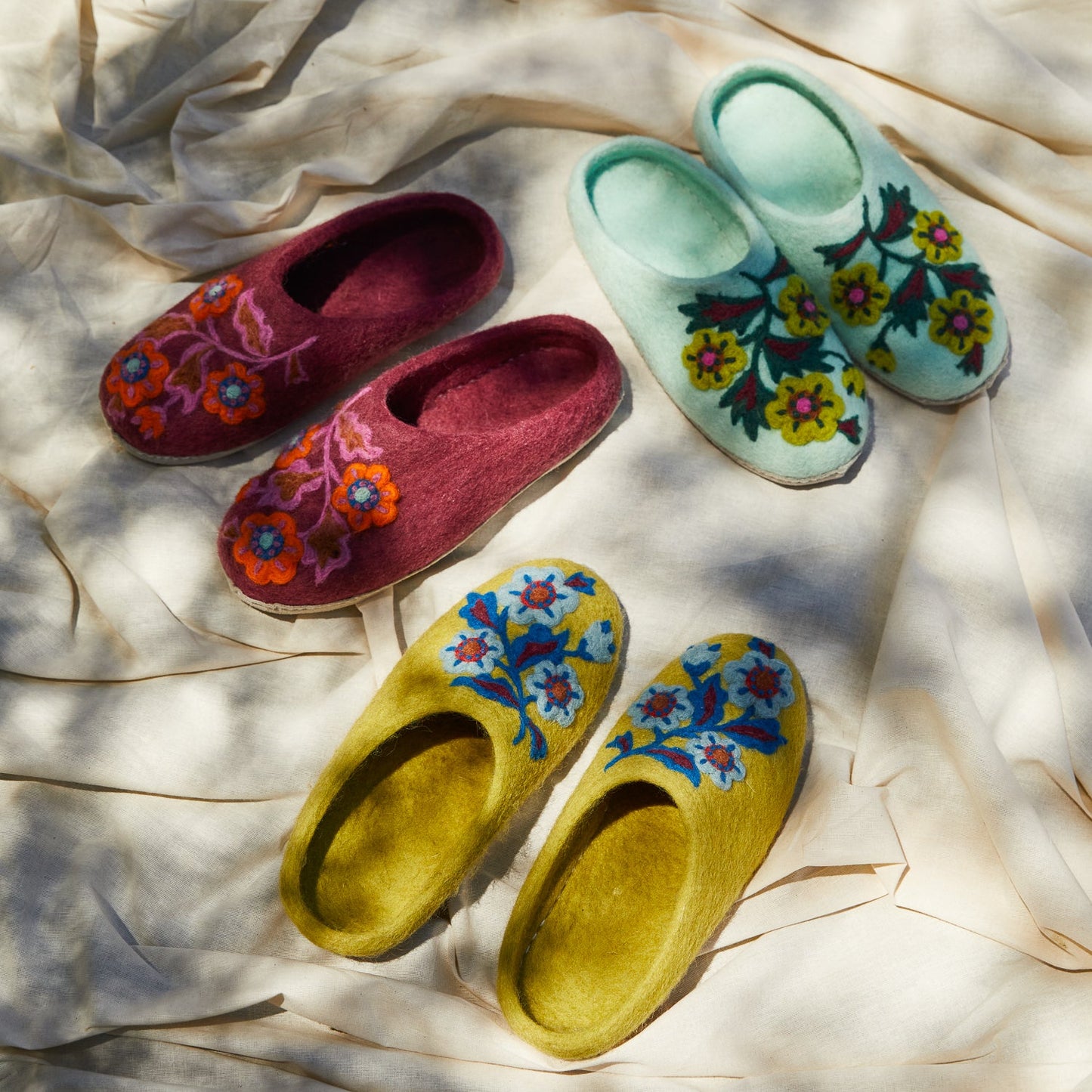 Sage X Clare - Marie Felt Slippers - Jade