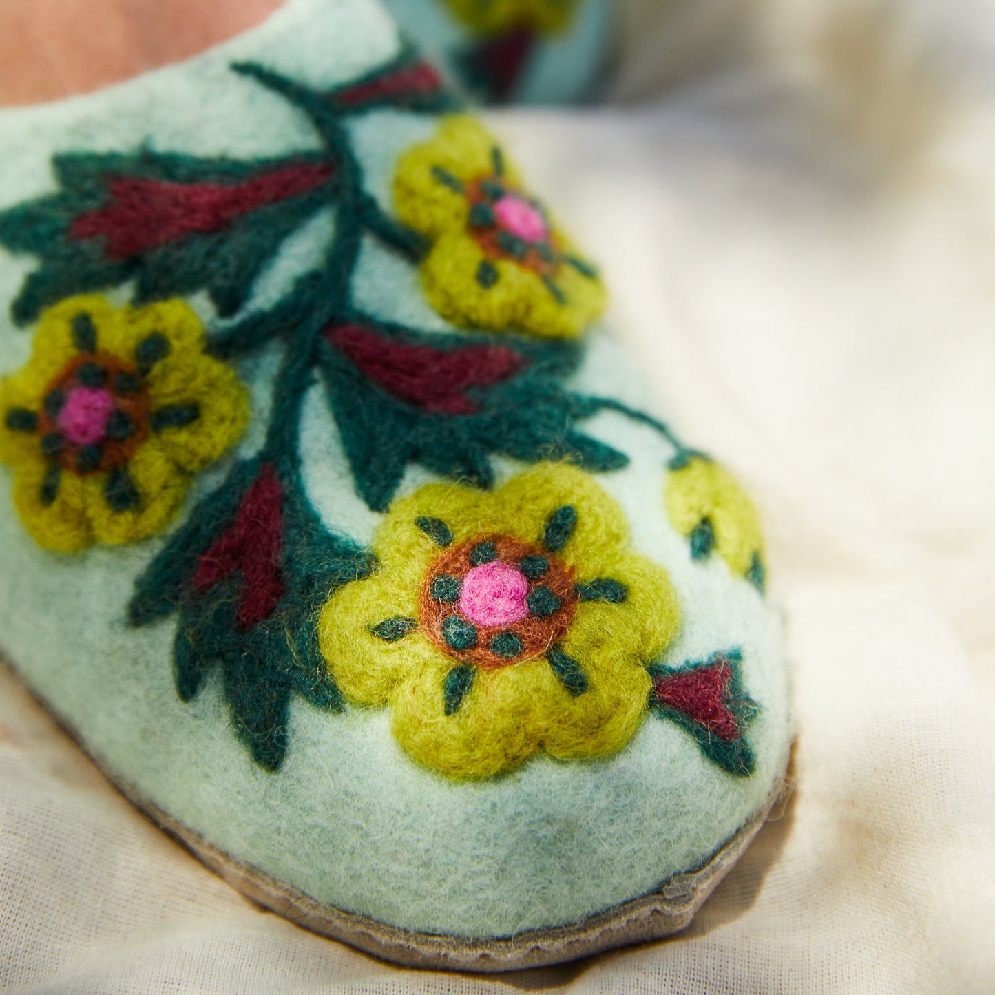 Sage X Clare - Marie Felt Slippers - Jade