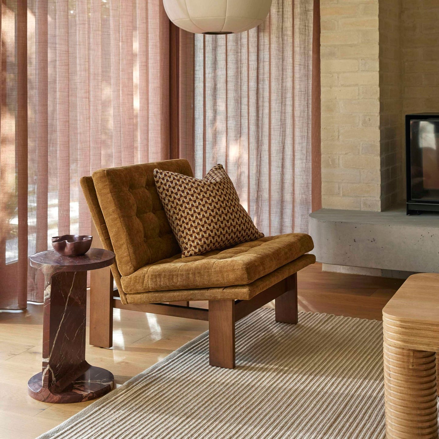 Amalfi - Archer Occasional Chair - Mustard & Walnut