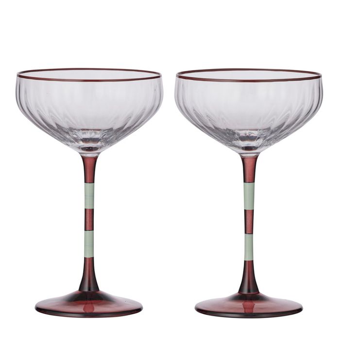 CTC - Lena Coupe Cocktail Glasses S/2 - Mint / Russet