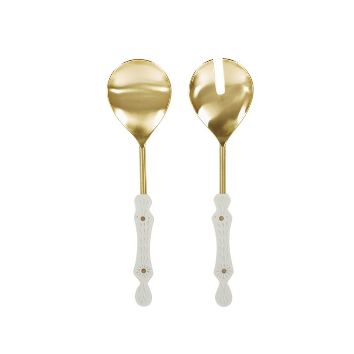 CTC - Grace S/2 Salad Servers - Ivory/Gold