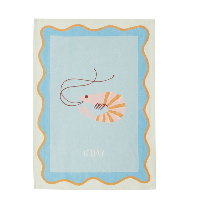 CTC - G'day Prawn - Cotton Tea Towel