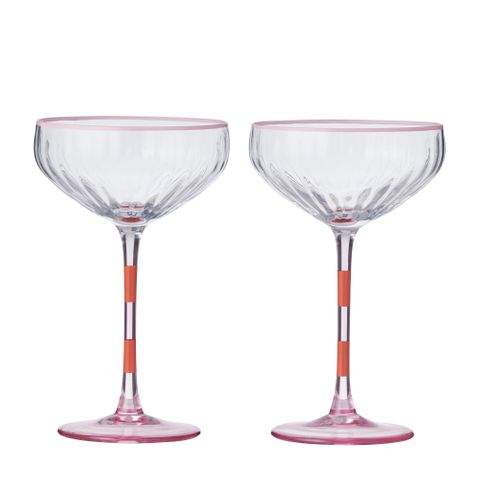 CTC - Lena Coupe Cocktail Glasses S/2 - Pink / Orange